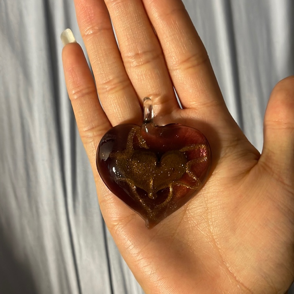 Beautiful translucent  hand made glass heart charm
